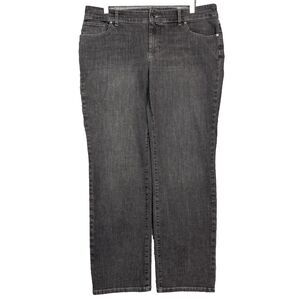 Chicos Jeans Womens 2 Large 12 Charcoal Grey Straight Leg Cotton Stretch Neutral
